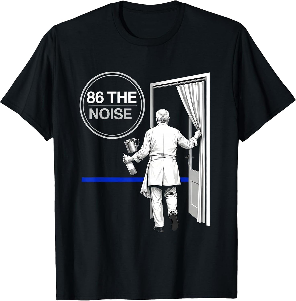 Men's Senior Kitchen Worker Back View Chef Humor T-Shirt - Black