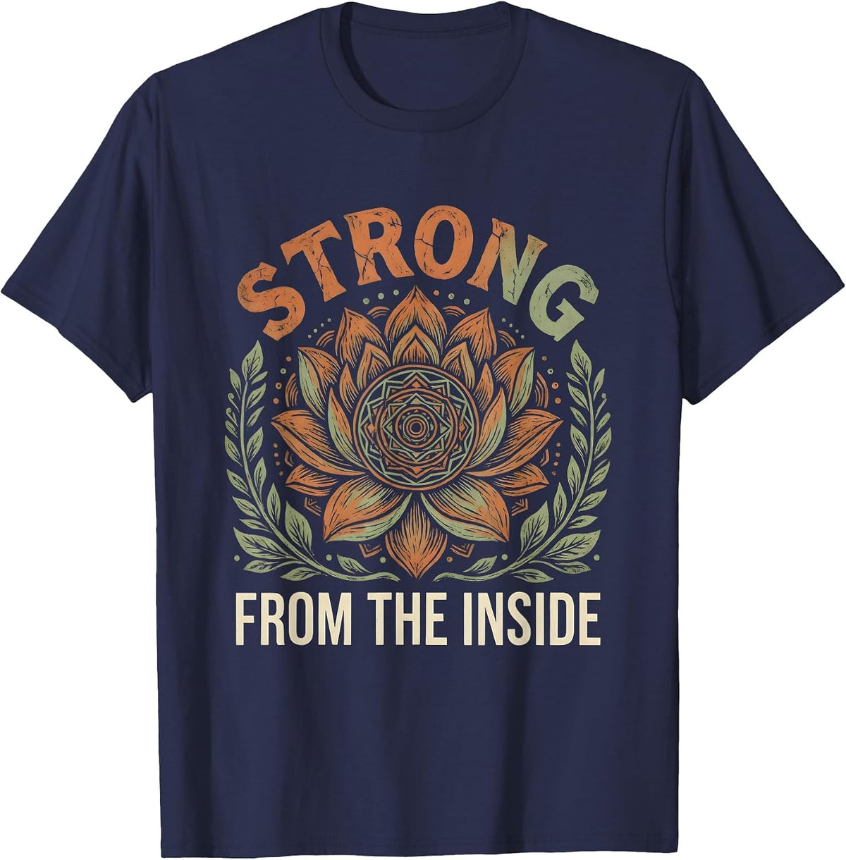 Strong From the Inside Pilates Design T-Shirt - Navy Blue