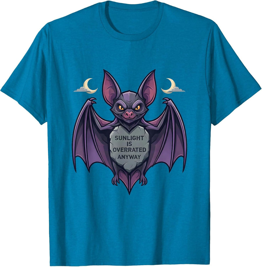 Sunlight Is Overrated Anyway Gothic Design T-Shirt - Sapphire Blue