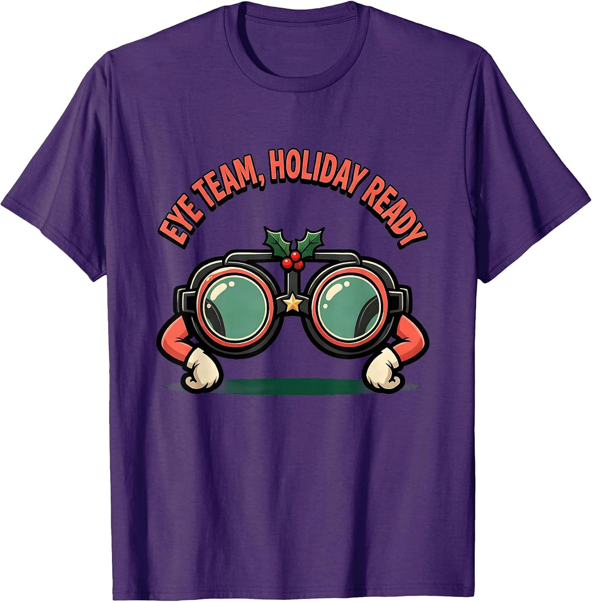 Eye Team Holiday Ready Cartoon Optometrist Christmas T-Shirt - Purple