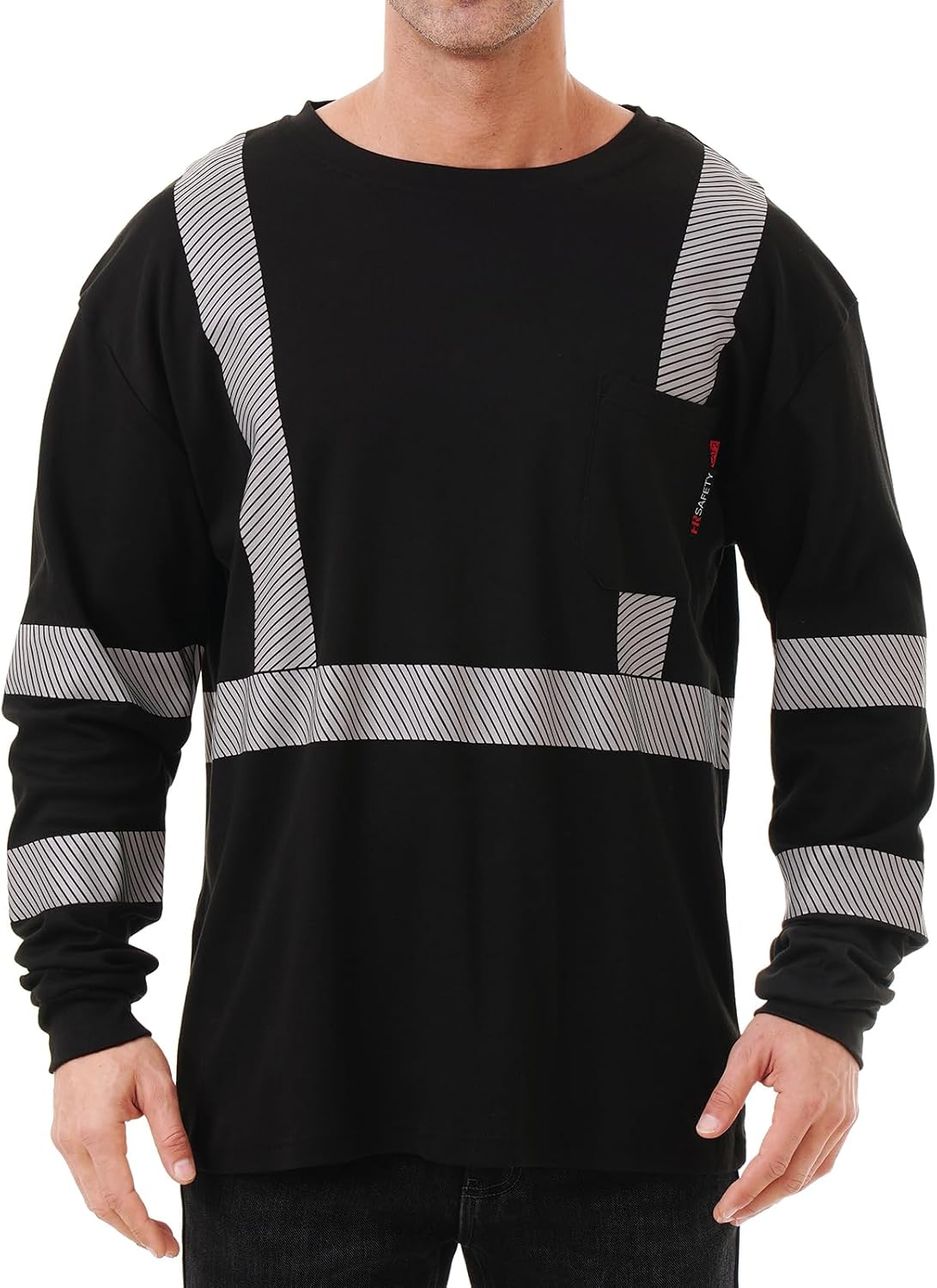 FR Shirts for Men, Hi Vis Flame Resistant 6 oz Long Sleeve Welding Shirt - Dark Black