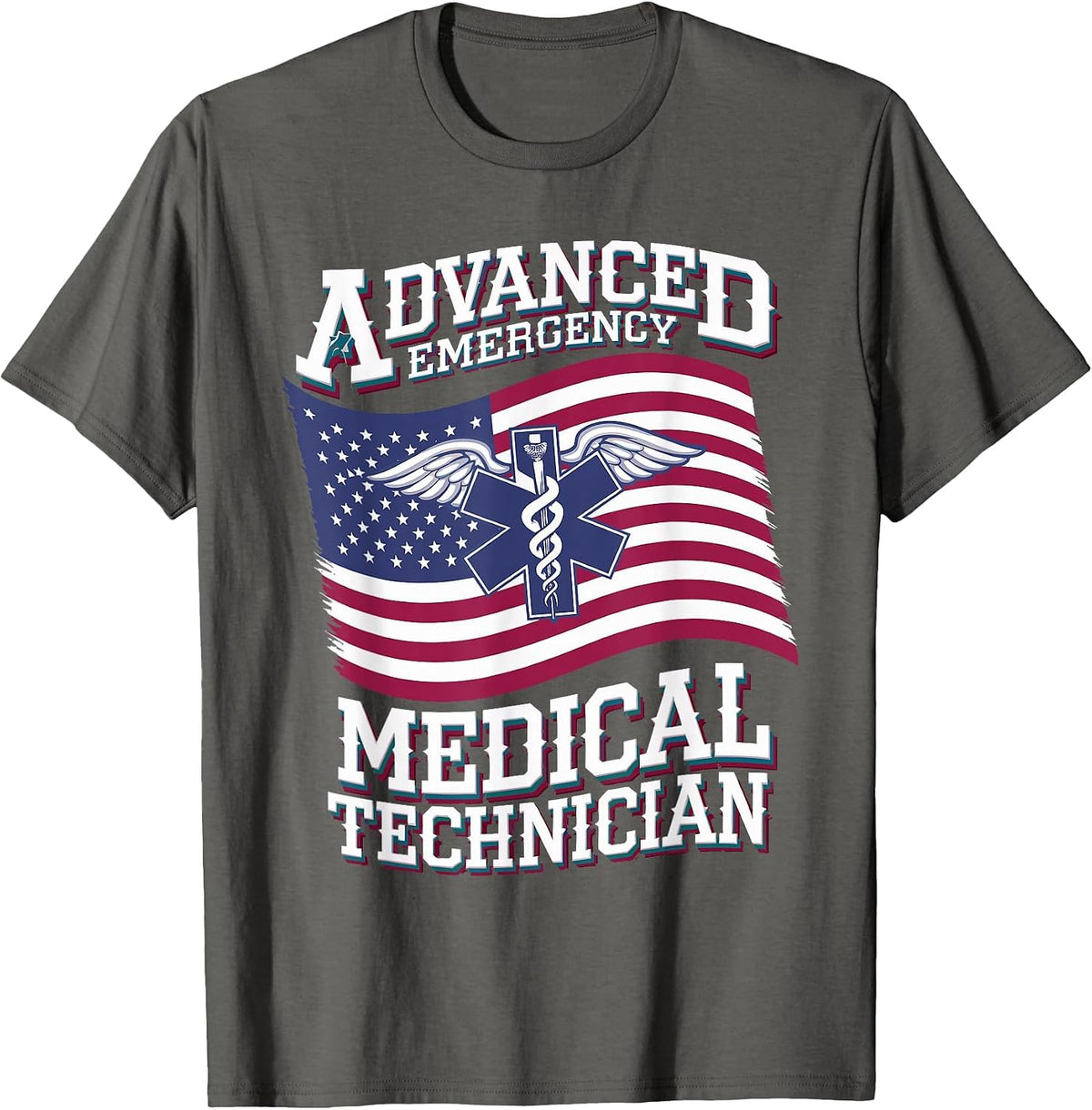 Patriotic AEMT for Medical Technician First Aider T-Shirt - Asphalt Grey