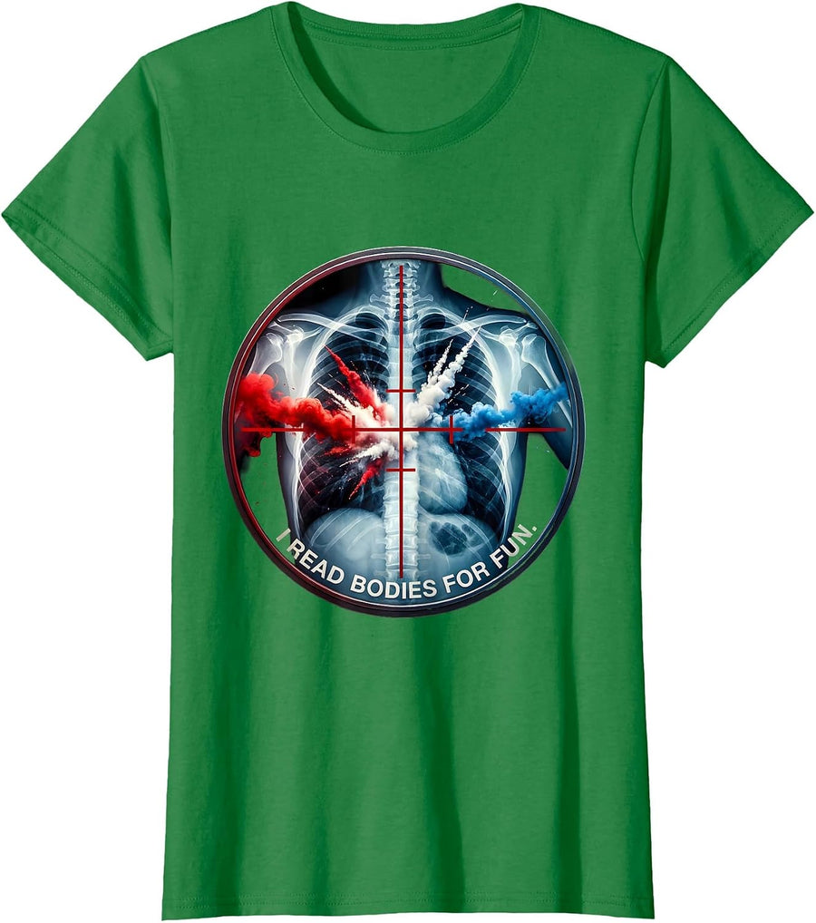 Women's I Read Bodies For Fun Radiology Design T-Shirt - Kelly Green
