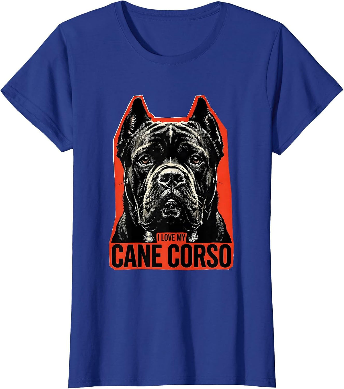Women's I Love My Cane Corso Stencil Graphic Dog Lover Gift T-Shirt - Royal Blue