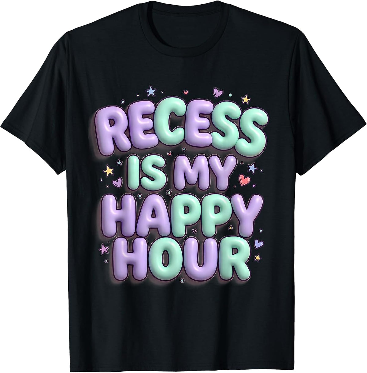 Men's Recess Is My Happy Hour Third Grade Teacher T-Shirt - Black