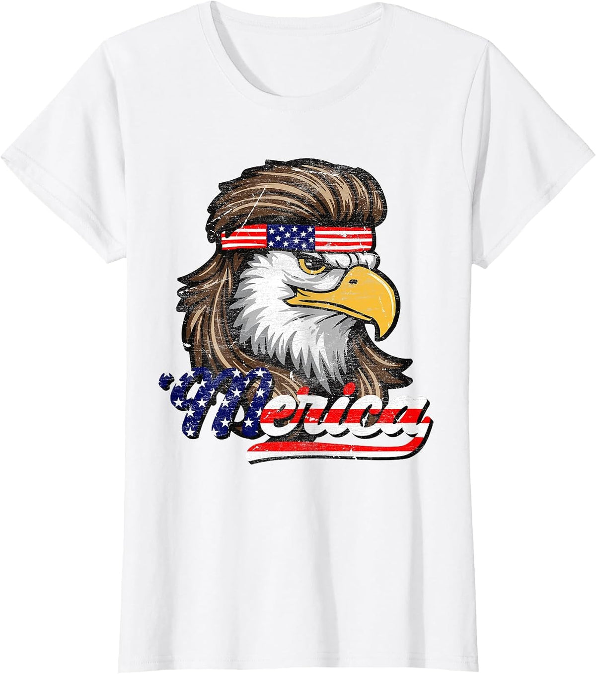 4th of July Merica USA Flag Eagle Patriotic Men Women Kids T-Shirt - White
