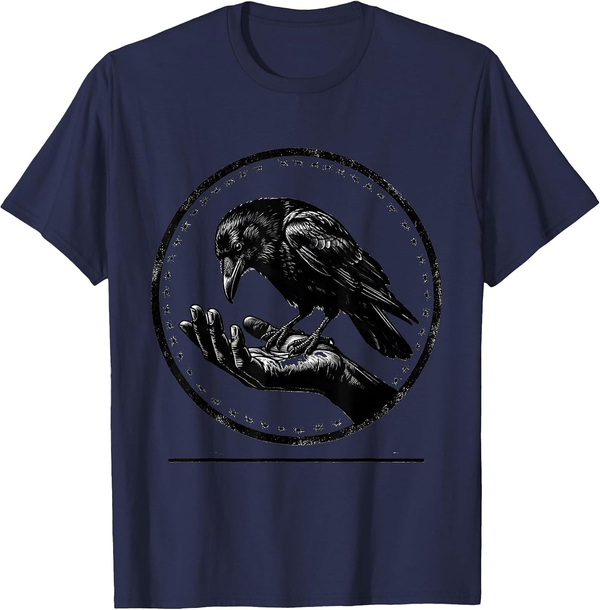 Men's Crow Raven Gothic Silhouette Bird Lover Humor T-Shirt - Navy Blue