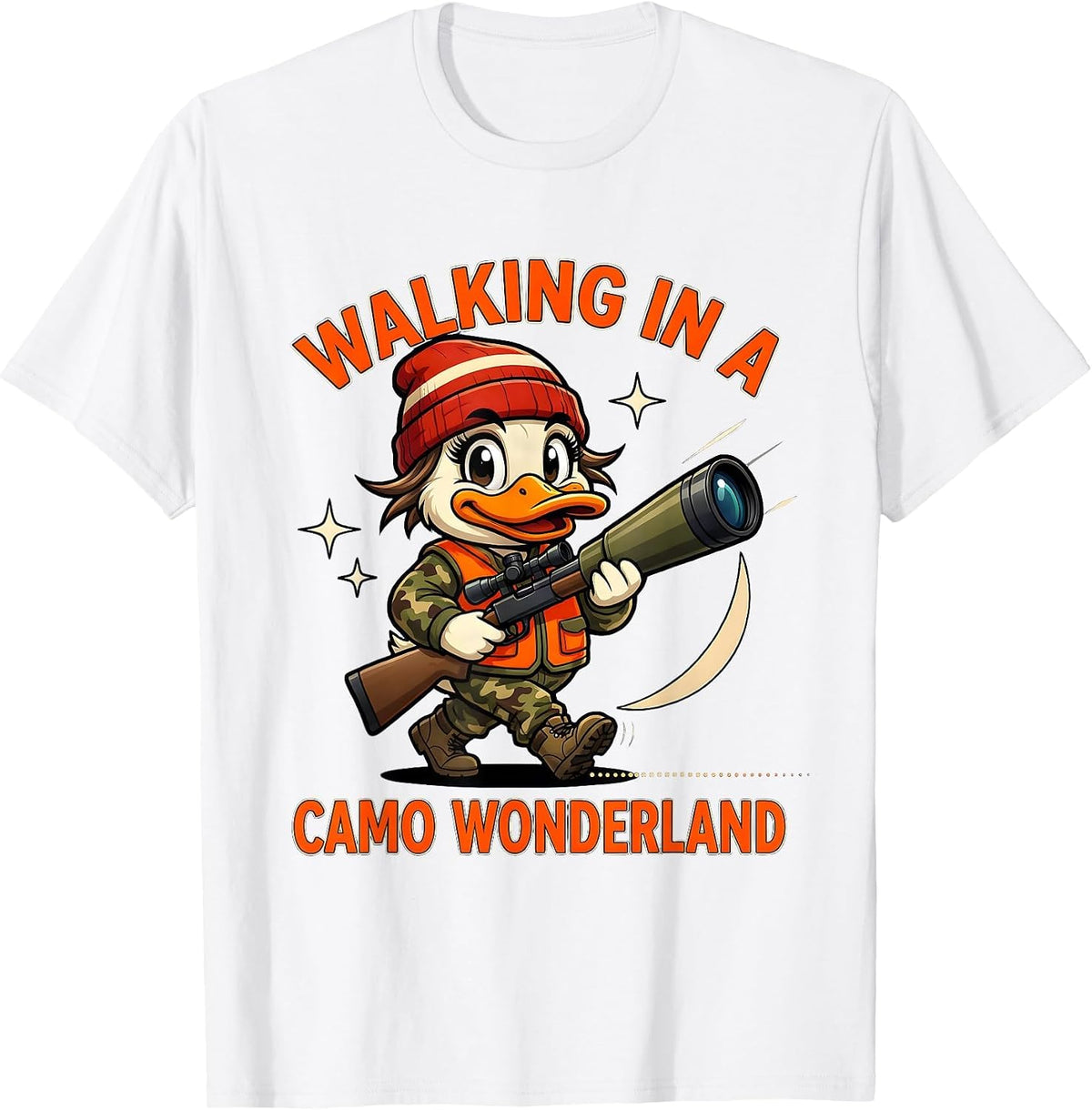 Men's WALKING IN A CAMO WONDERLAND Funny Duck Hunter Christmas T-Shirt - White