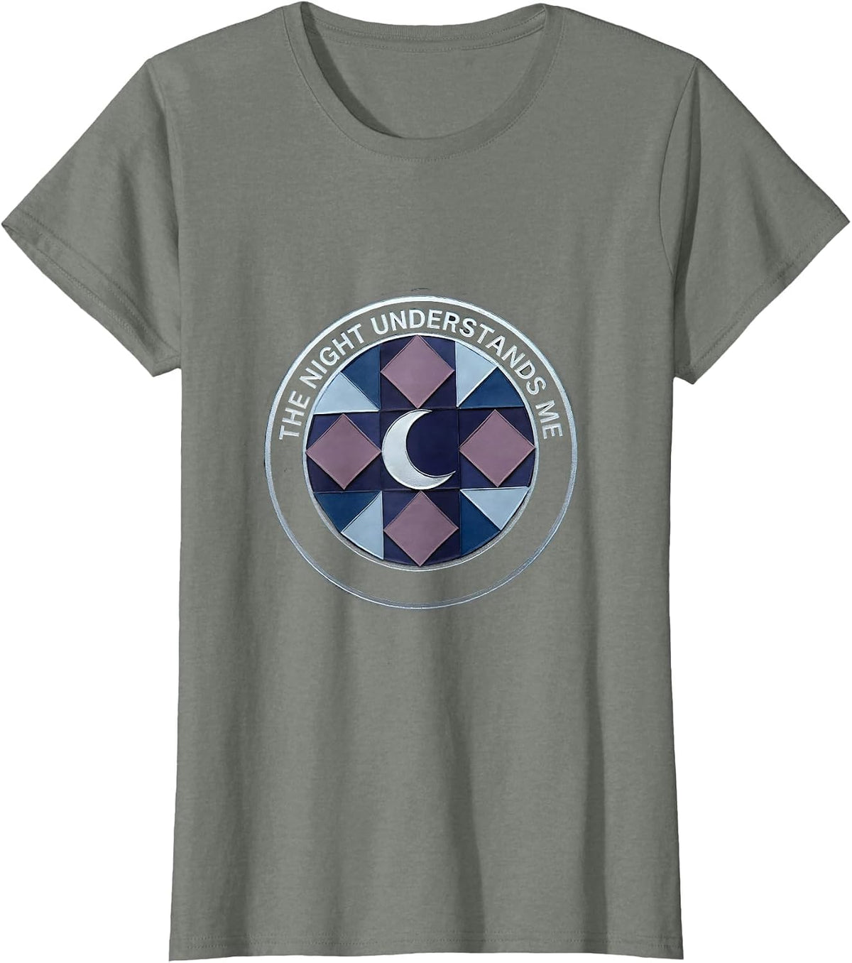The Night Understands Me Dark Sombre Design T-Shirt - Olive Heather