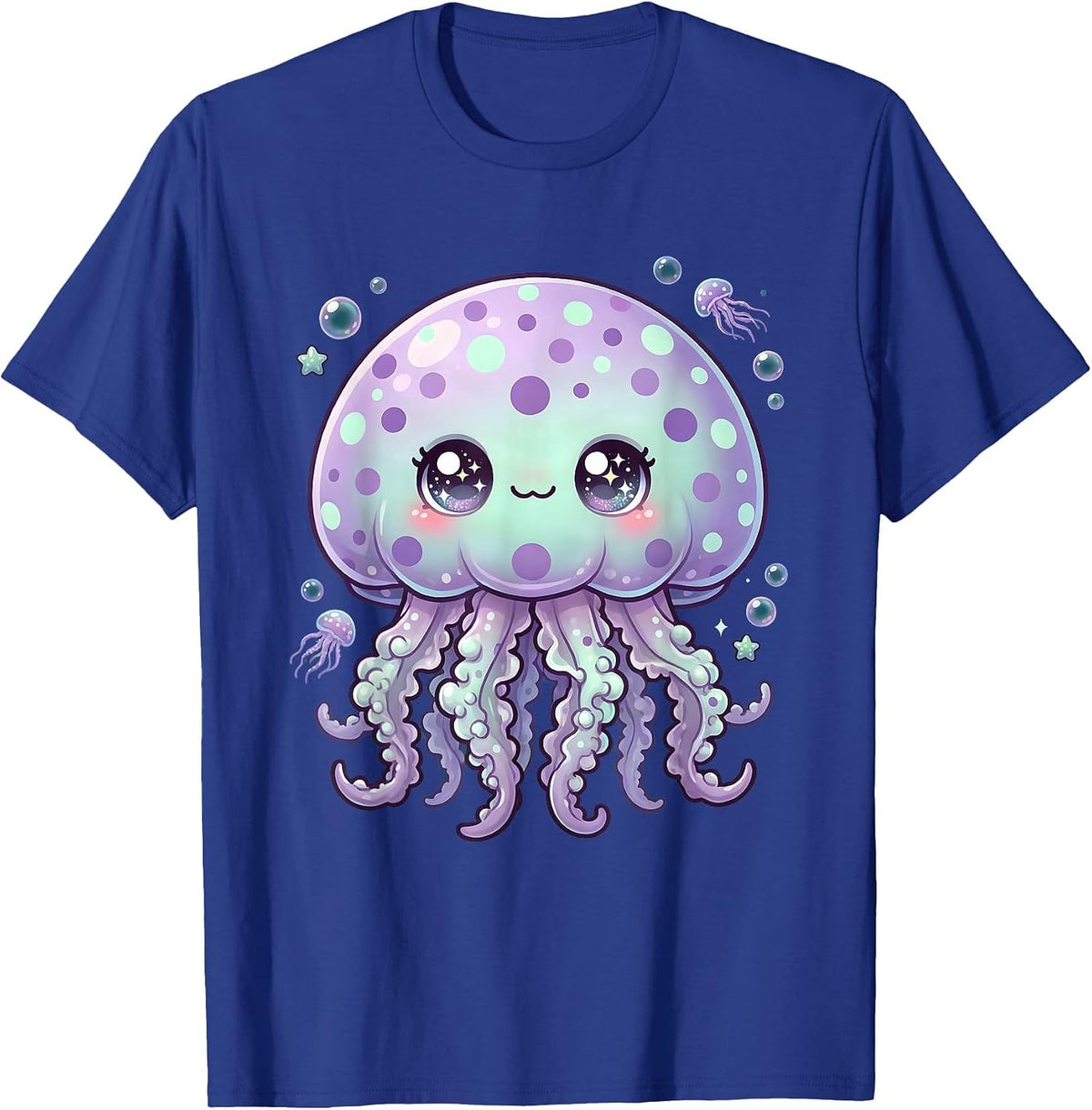 Polka Dot Jellyfish Deep Sea Ocean Art T-Shirt - Royal Blue