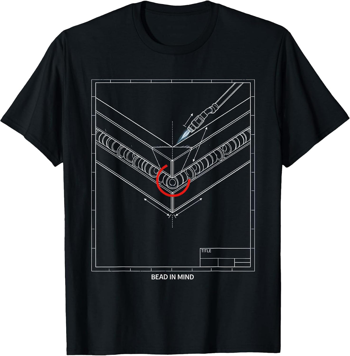 Men's Bead In Mind Technical Blueprint Welder Metal Worker Humor T-Shirt - Black