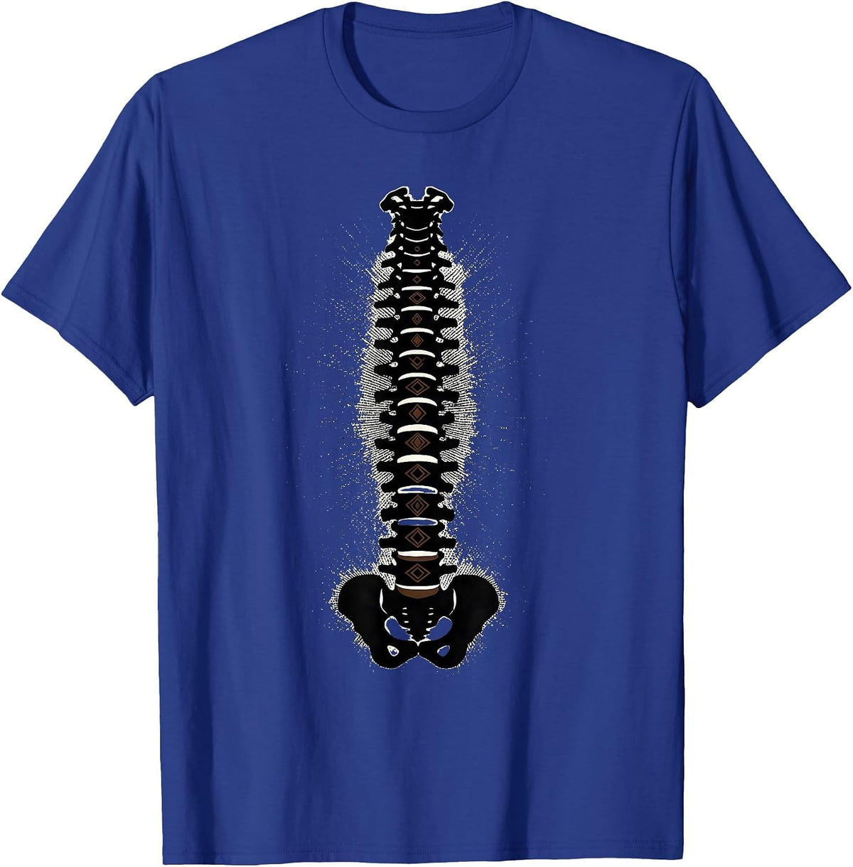 Glowing Vertebrae Luminous Tower Radiology Art T-Shirt - Royal Blue