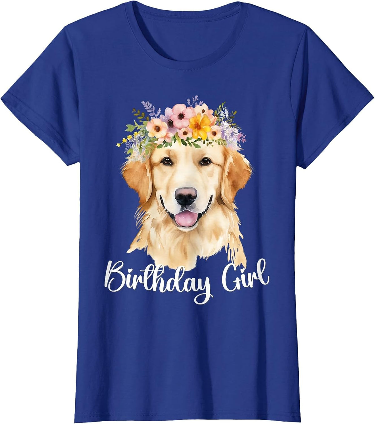 Dog Birthday Girl Golden Retriever Mom Birthday Party Outfit T-Shirt - Royal Blue