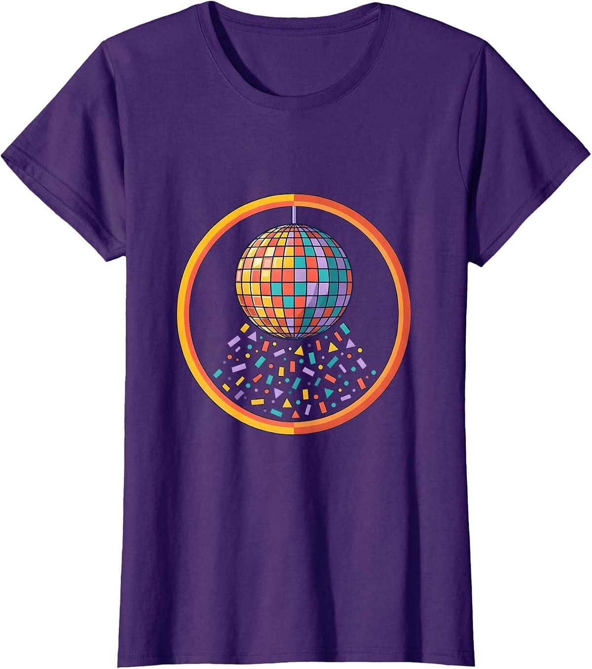 Women's I Am A Delight Glowing Disco Ball Confetti T-Shirt - Purple
