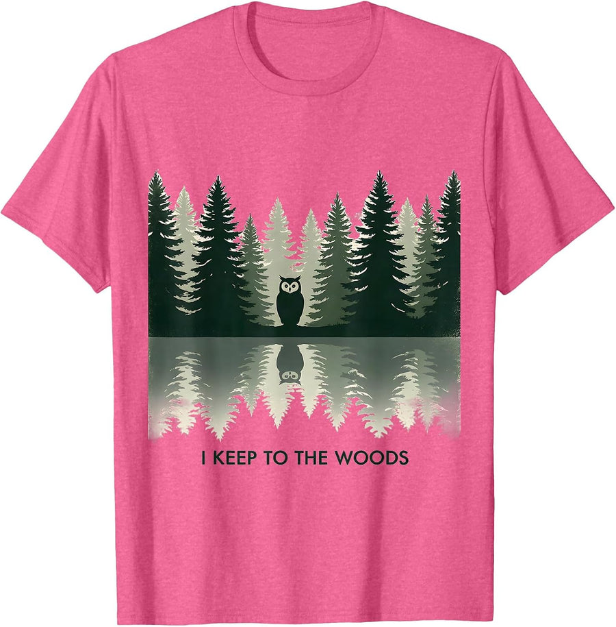 I Keep To The Woods Monochromatic Forest Wildlife Nature T-Shirt - Pink Heather