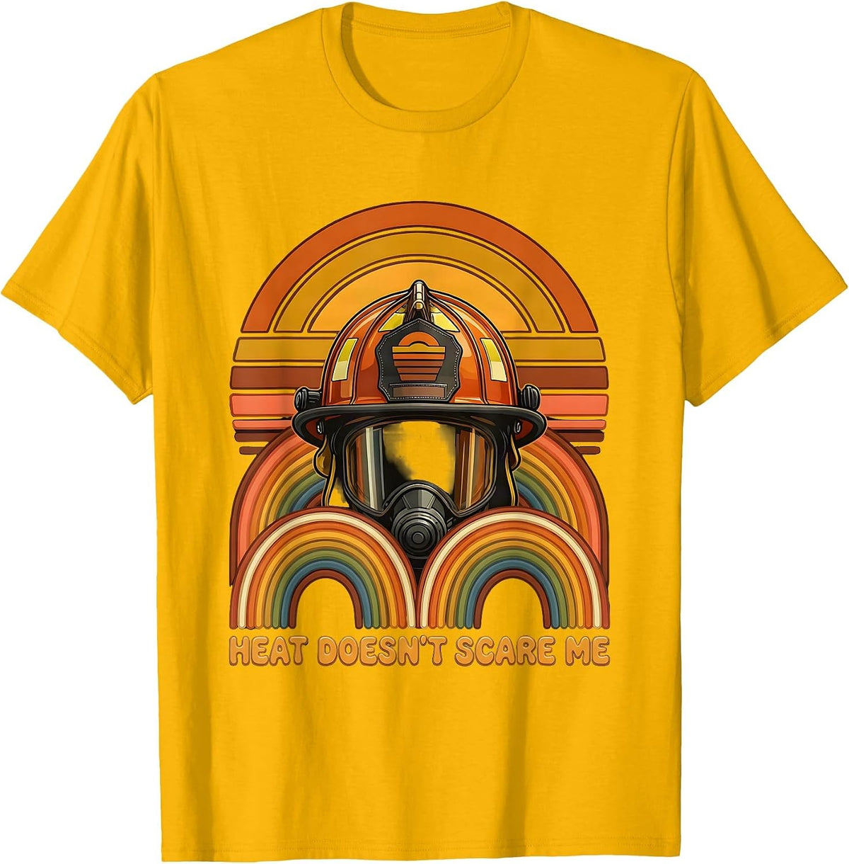 Men's Heat Doesn't Scare Me Firefighter Design T-Shirt - Golden Yellow