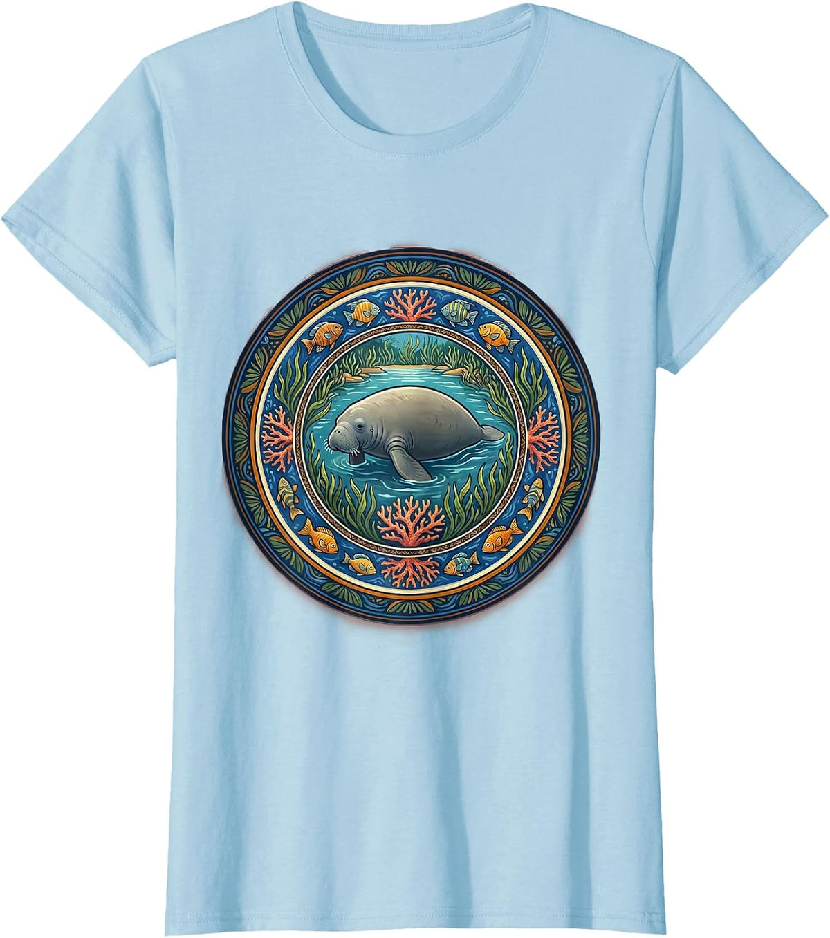 Puerto Rico Manatee Lagoon Graphic Design T-Shirt - Baby Blue