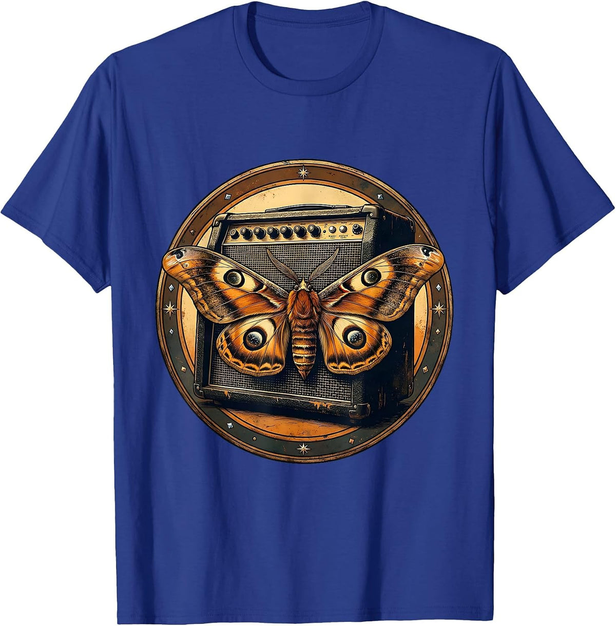 Moth to Amplifier 90s Rock Band Graphic T-Shirt - Royal Blue