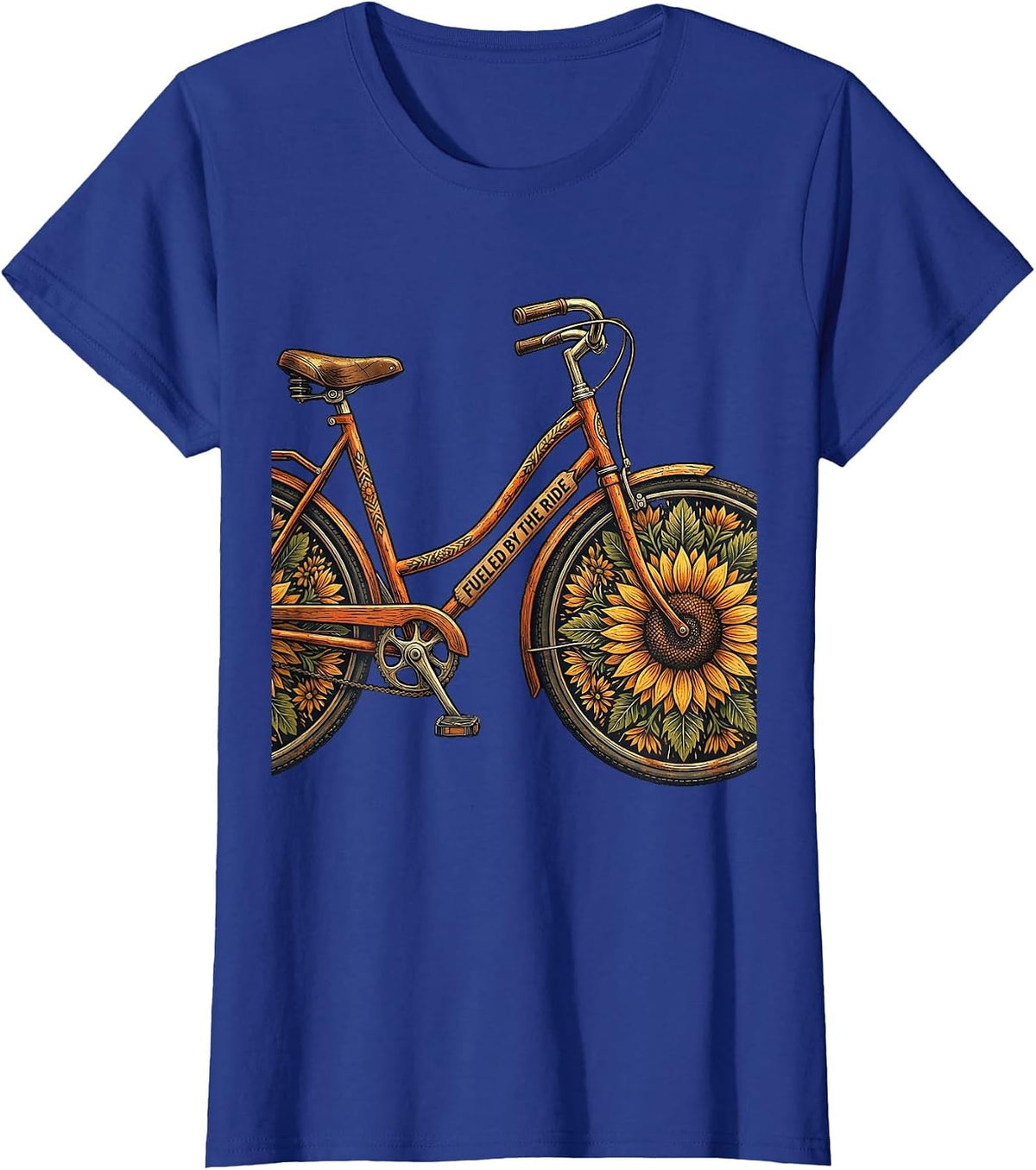 Women's Fueled by the Ride Cycling Bike Design T-Shirt - Royal Blue