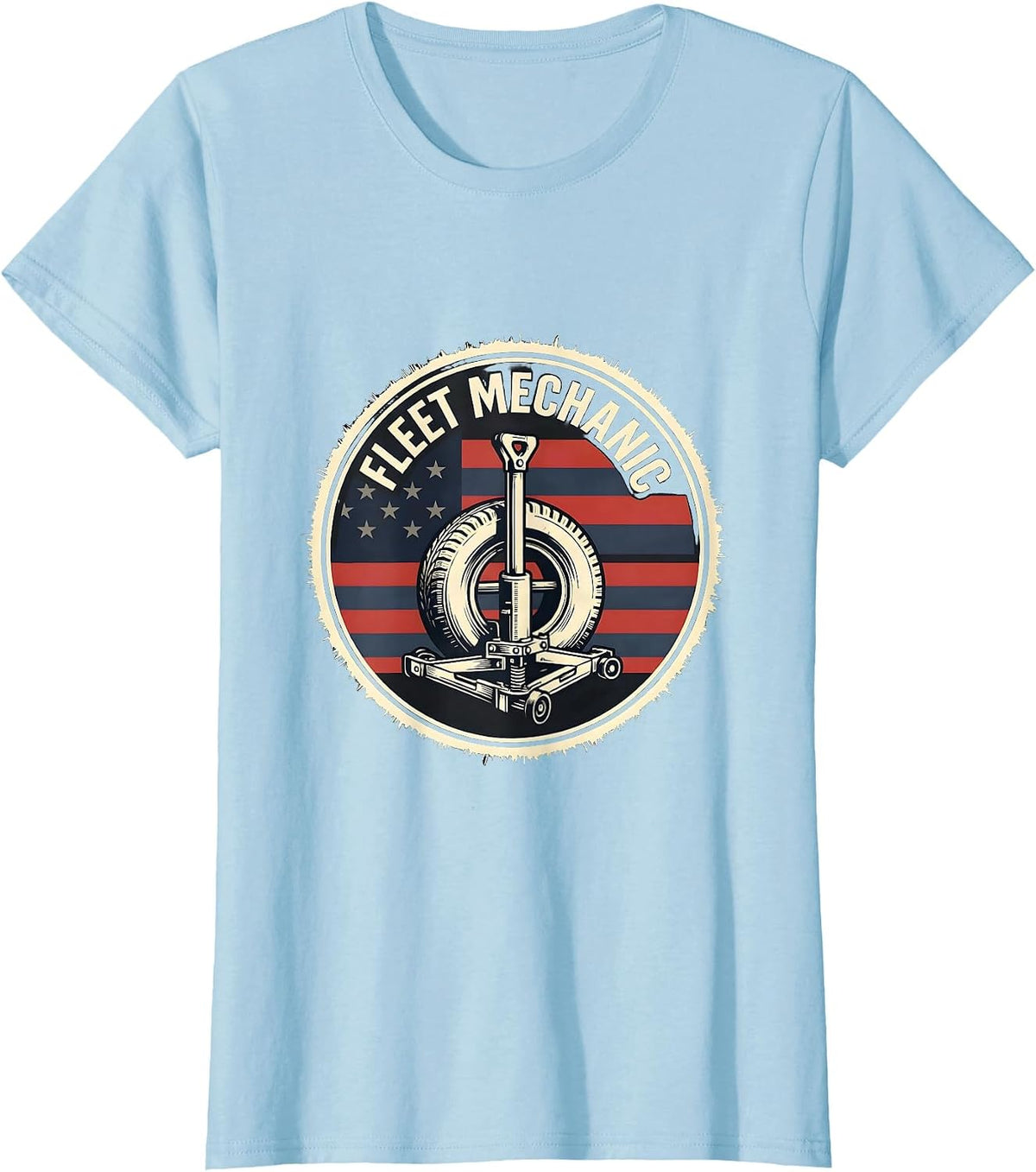 Fleet Mechanic Patriotic American Flag Mechanic Gift T-Shirt - Baby Blue