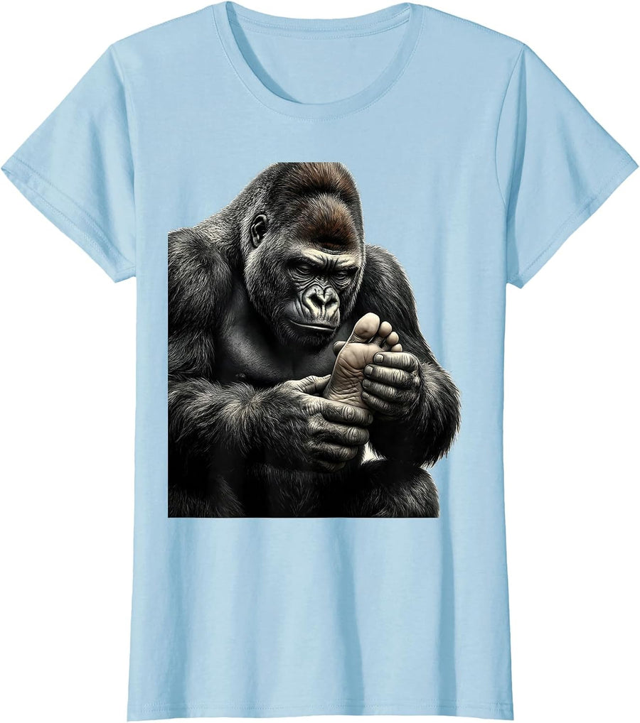 Women's Thinking Gorilla Meme Funny Monkey And Ape Humor T-Shirt - Baby Blue