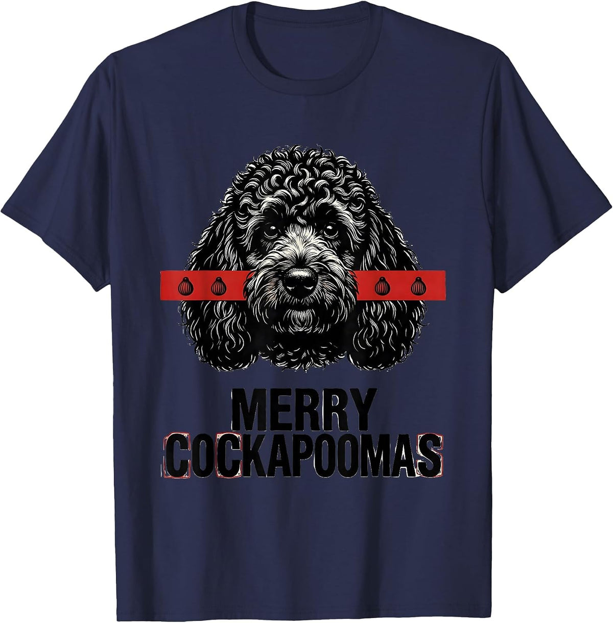 Men's Merry Cockapoomas Wood Type Letterpress Funny Cockapoo T-Shirt - Navy Blue