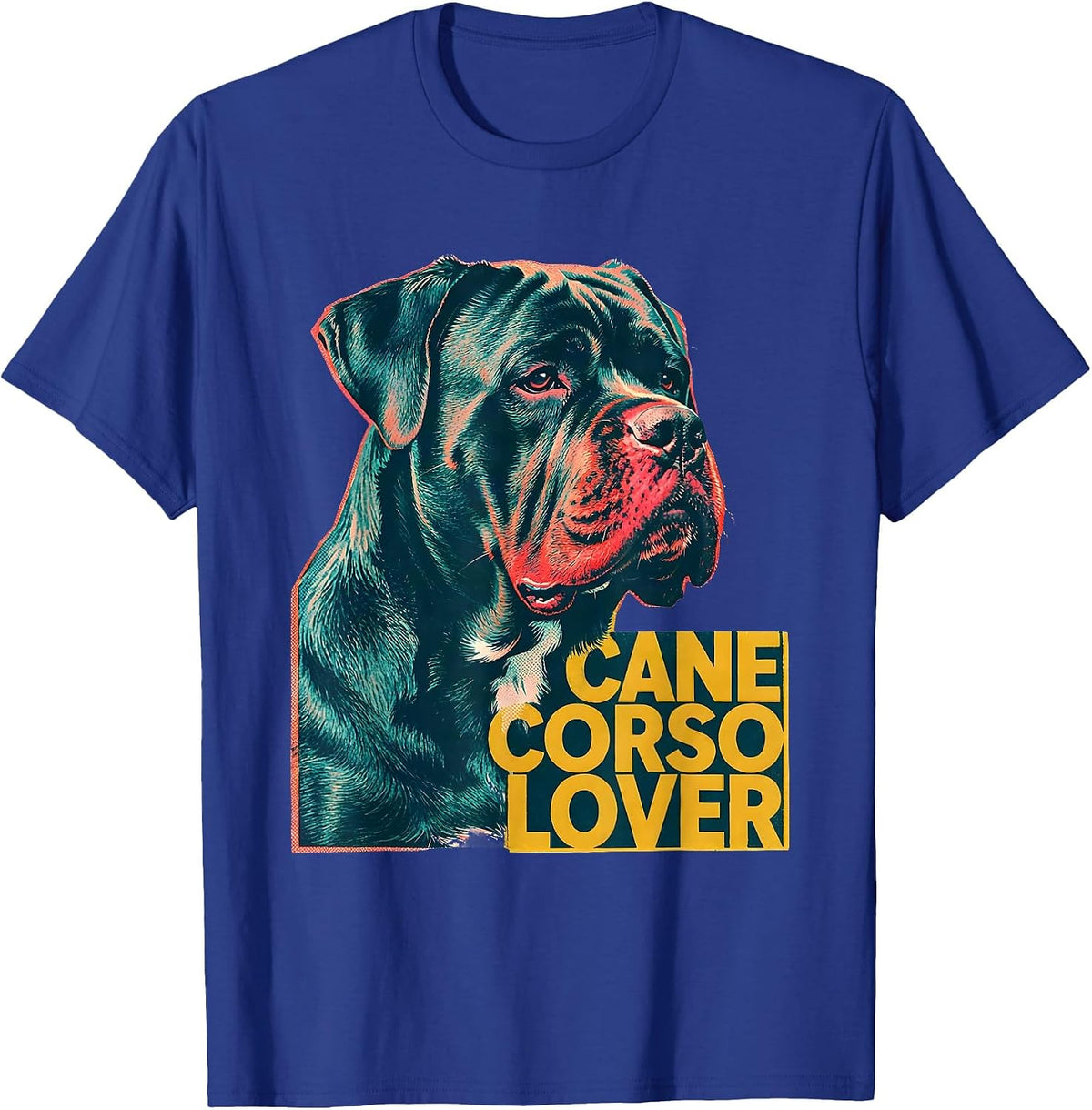 Cane Corso Lover Risograph Dog Owner Pride Gift T-Shirt - Royal Blue