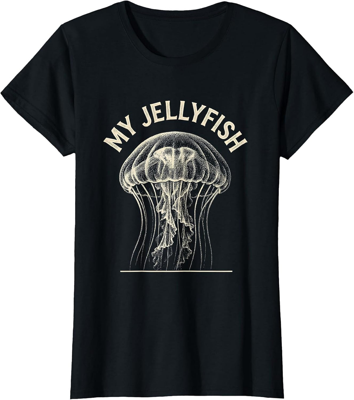 Women's My Jellyfish Naturalist Specimen Ocean Animal Lover Artwork T-Shirt - Black