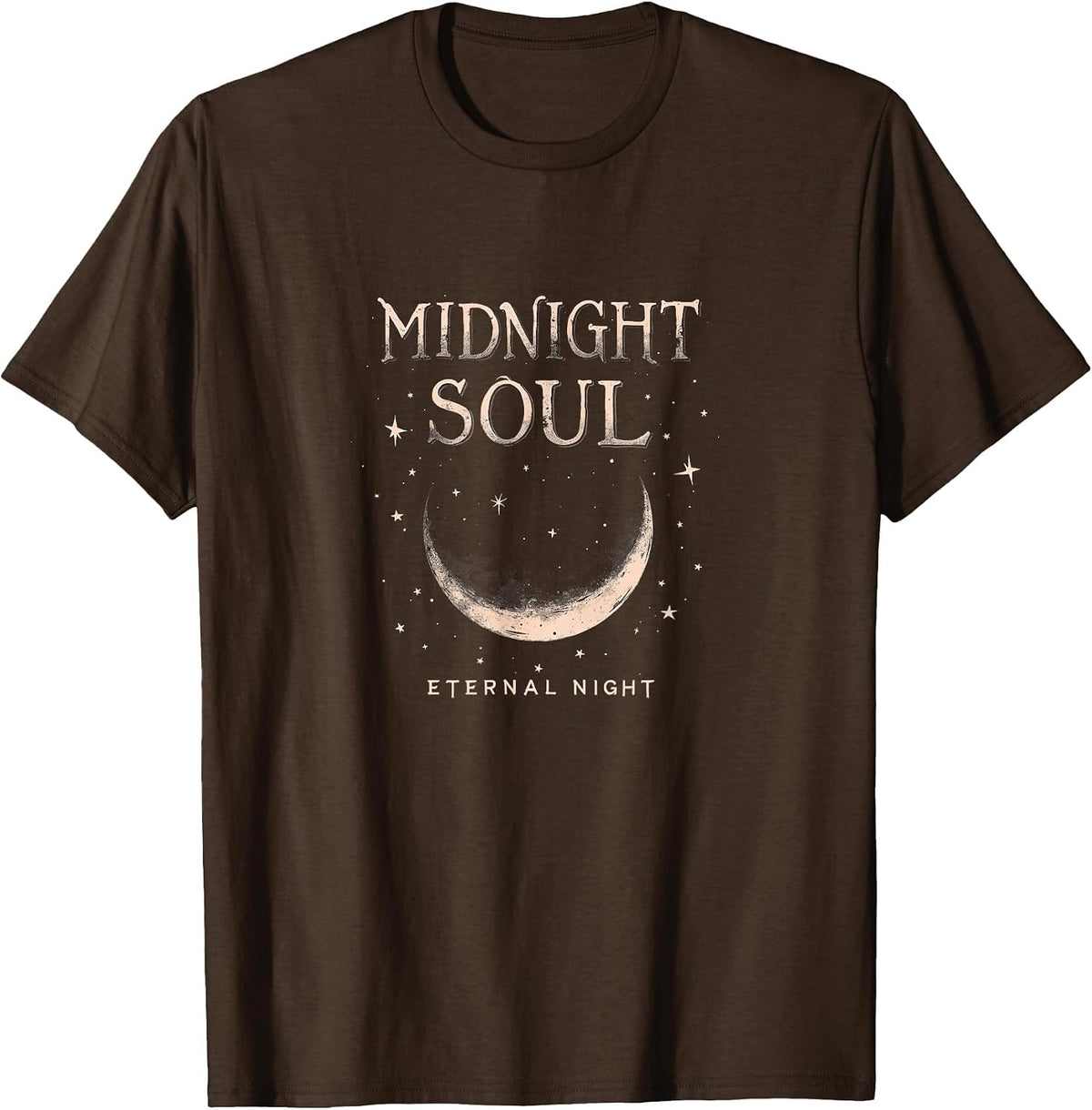 Midnight Soul Eternal Night Emo Gothic Design T-Shirt - Brown