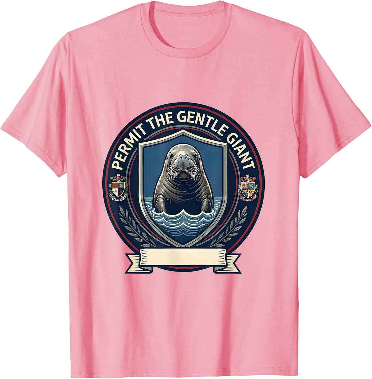 Men's Permit The Gentle Giant Funny Manatee Lover Wildlife Humor T-Shirt - Pink