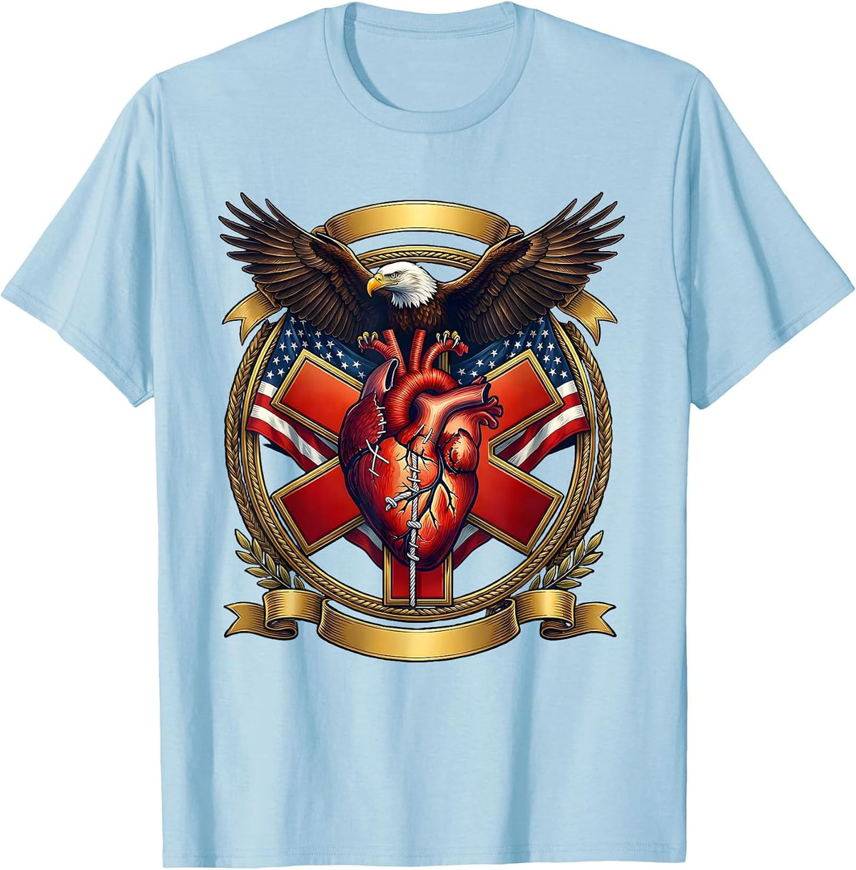 Men's EMT Broken Heart Stitched Together Graphic T-Shirt - Baby Blue