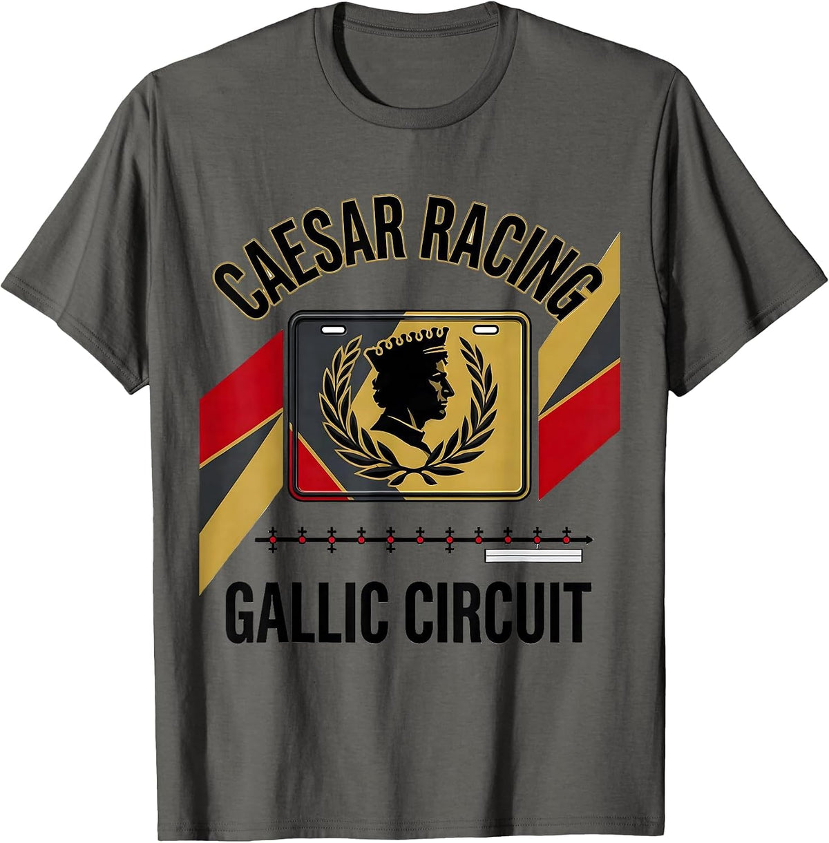 Caesar Racing Gallic Circuit Racing Livery History Teacher T-Shirt - Asphalt Grey