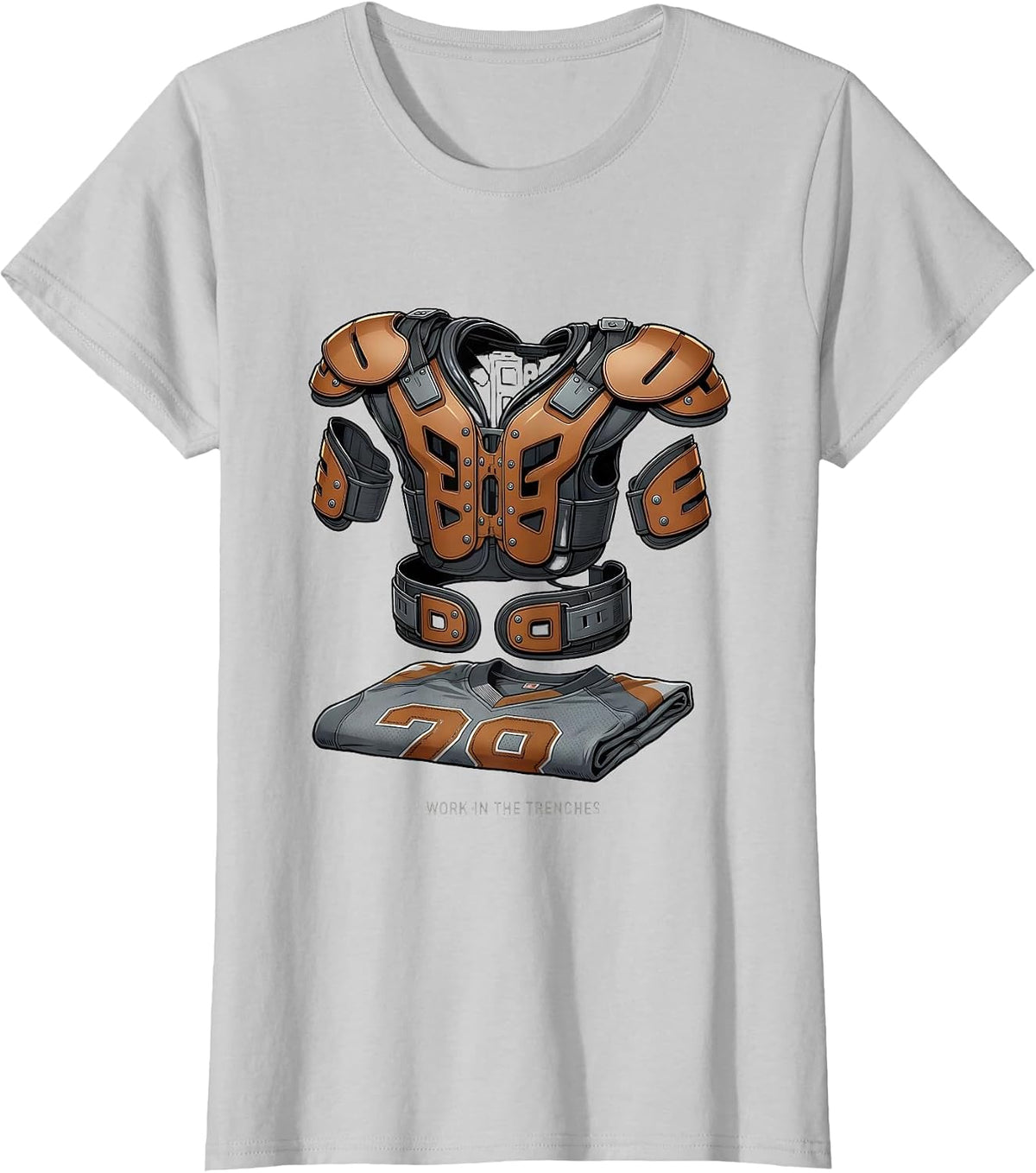 I Work In The Trenches Funny Offensive Lineman Football T-Shirt - Silver Grey