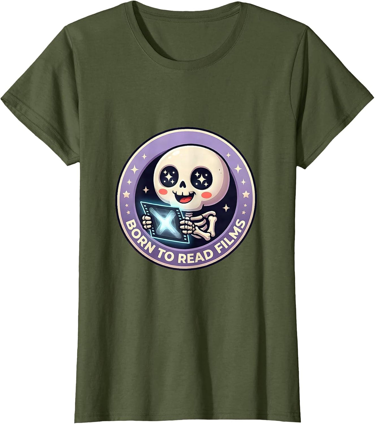 Women's Born to Read Films Radiology Design T-Shirt - Olive Green