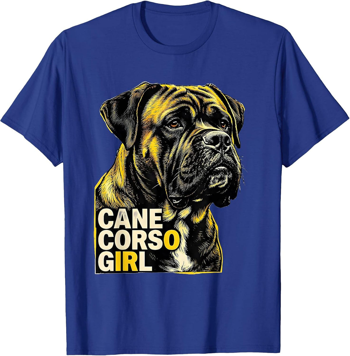 Cane Corso Girl Stencil Graphic Dog Lover Pride T-Shirt - Royal Blue