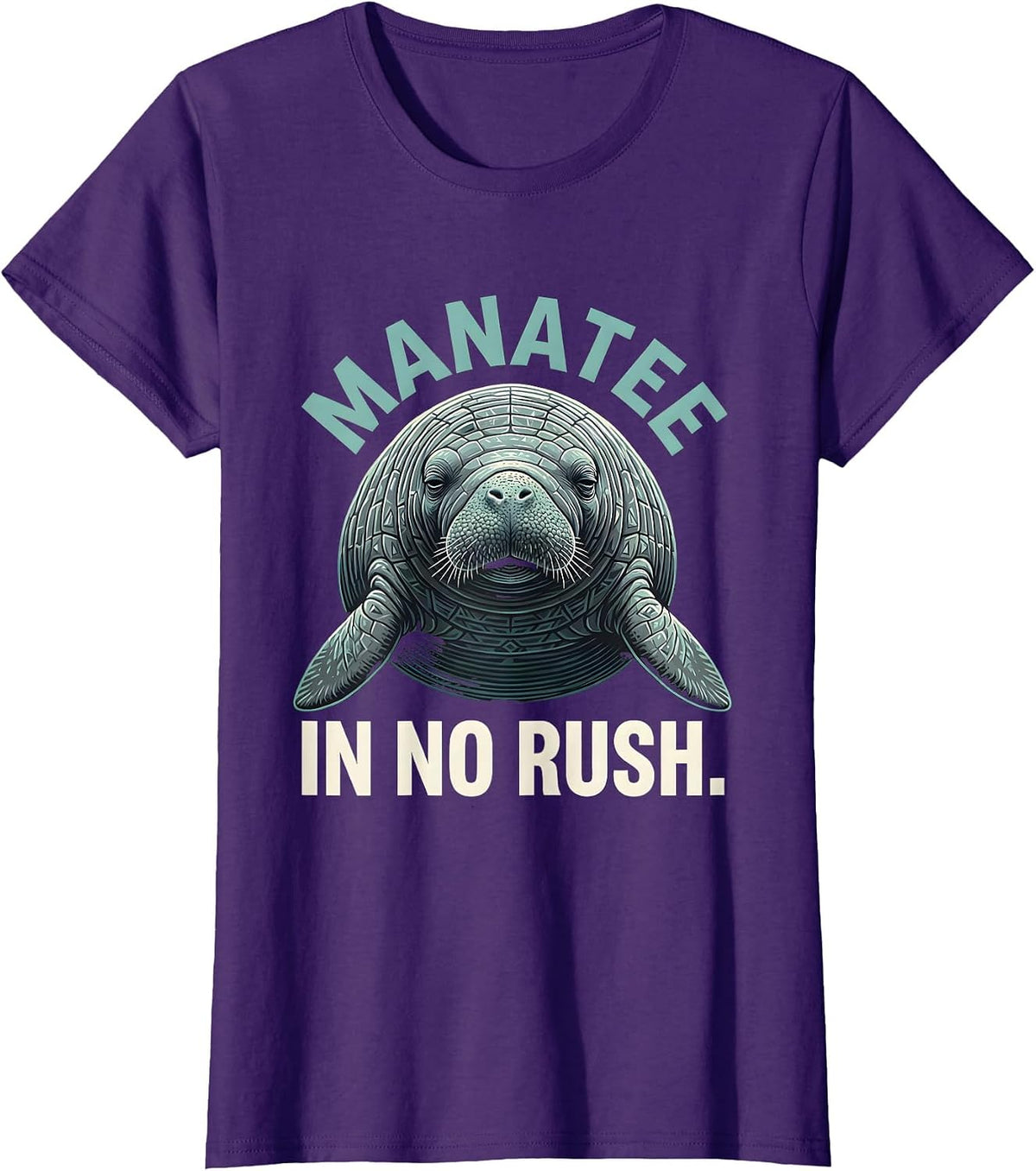 Women's Manatee In No Rush Custom Animal Portrait Art Wildlife T-Shirt - Purple