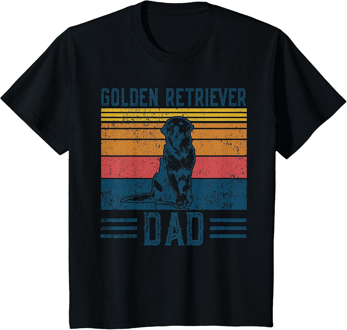 Dog Golden Dad - Vintage Golden Retriever Dad T-Shirt - Black