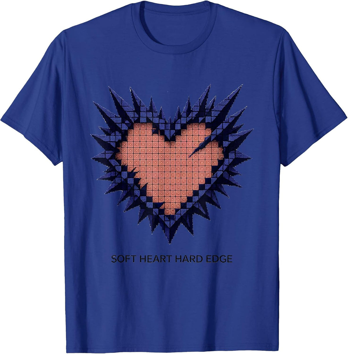 Men's Soft Heart Hard Edge Punk Design T-Shirt - Royal Blue