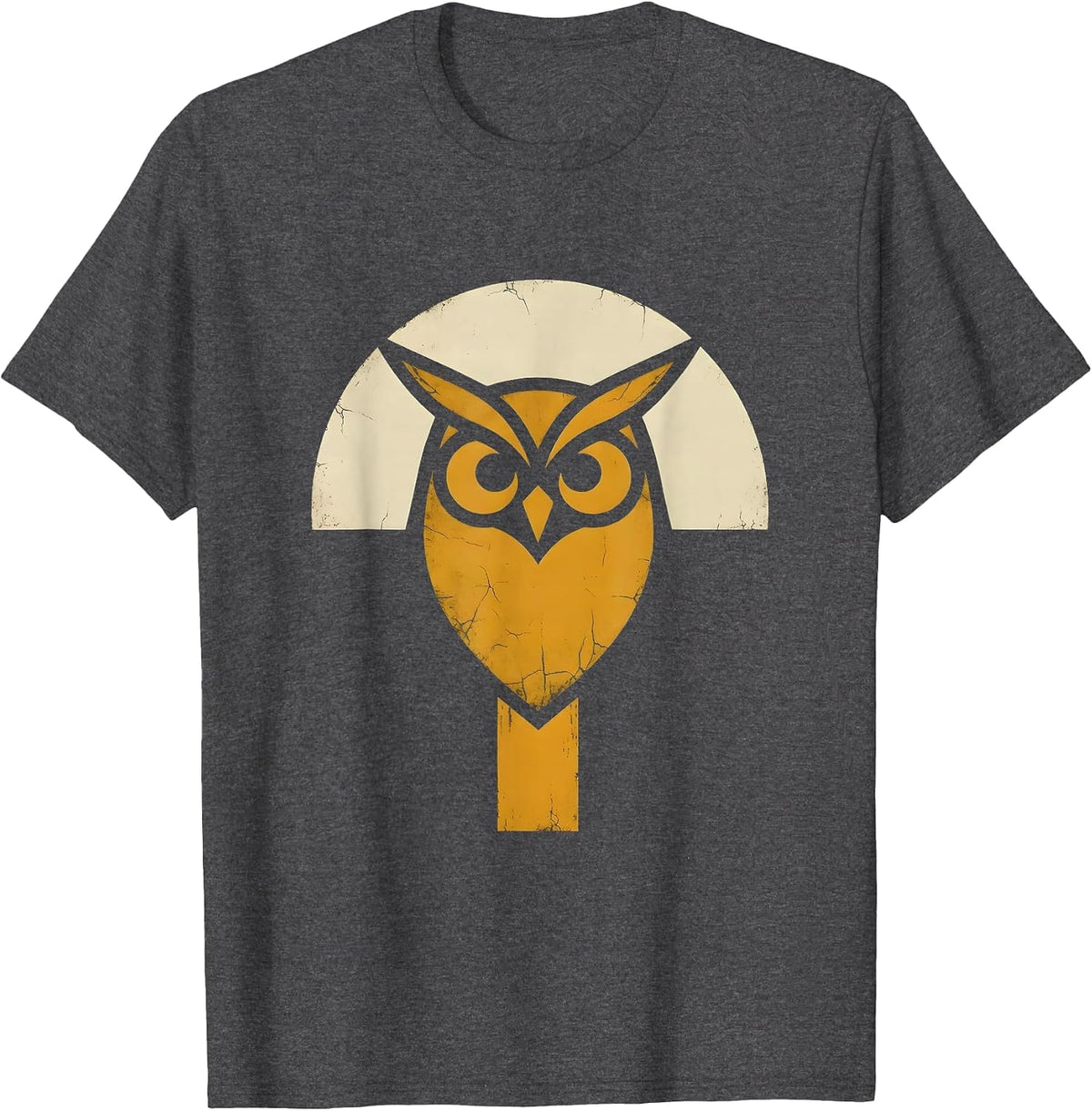 Texas Barn Owl on Fence Post Illustration T-Shirt - Dark Heather Grey