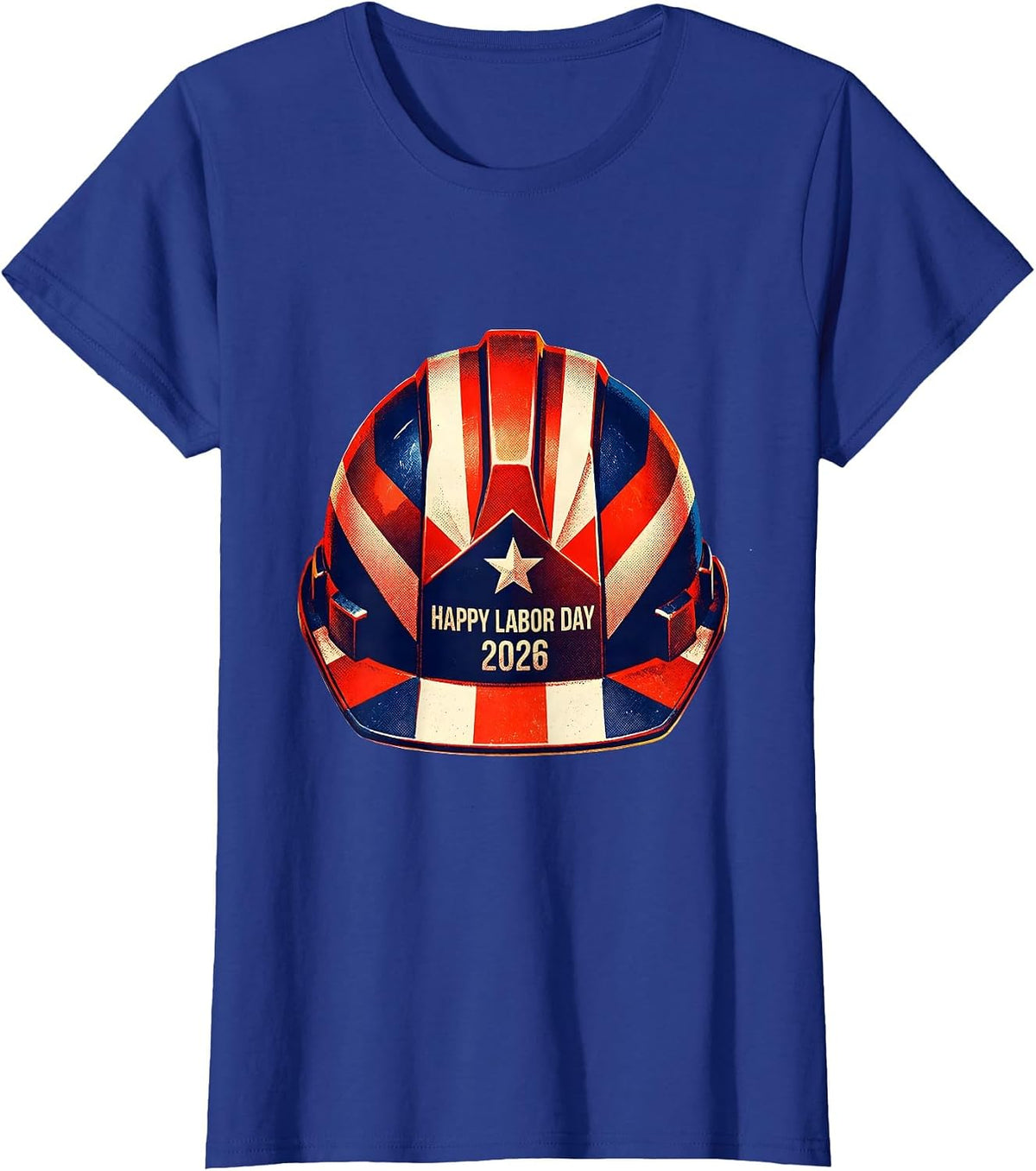 Women's Happy Labor Day 2026 Risograph Patriotic Union Worker Pride T-Shirt - Royal Blue