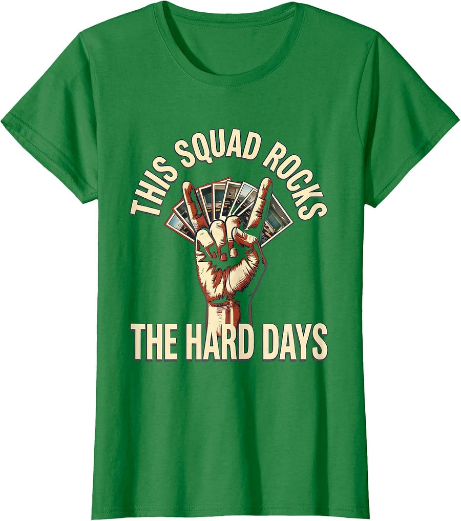 Women's This Squad Rocks The Hard Days Funny Rock Music Teacher T-Shirt - Kelly Green