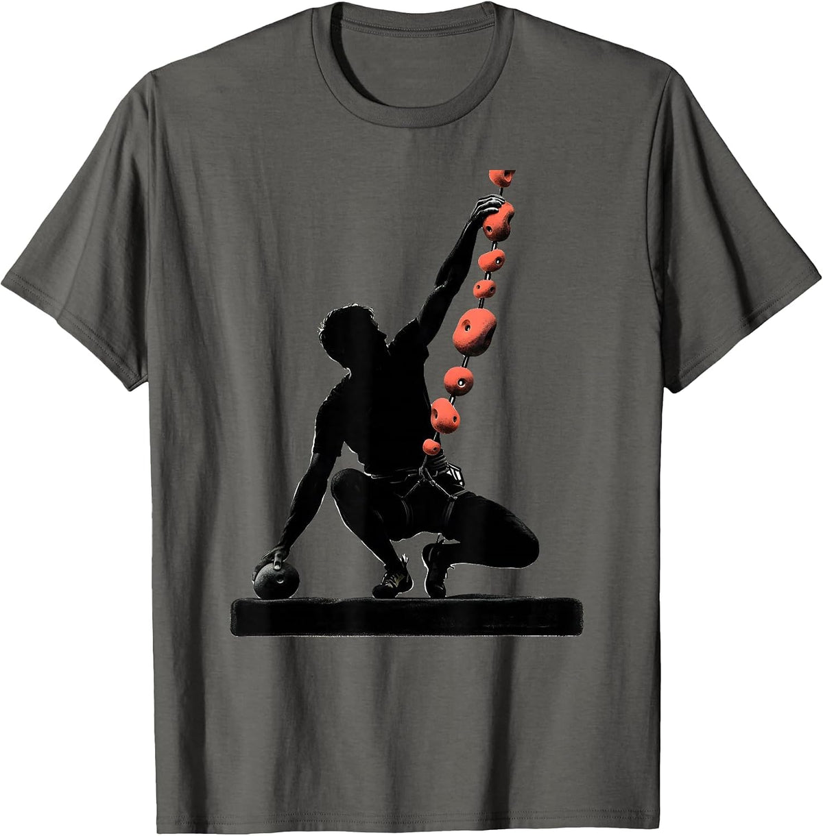 Climber Silhouette Bouldering Humor Rock Climbing Gift T-Shirt - Asphalt Grey