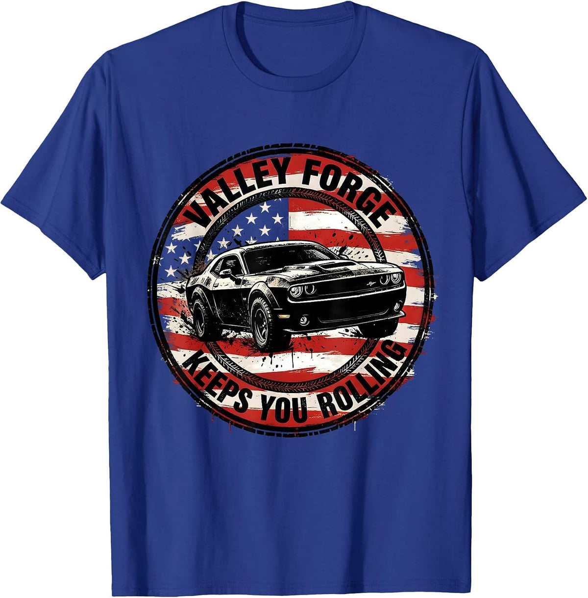 Valley Forge Keeps You Rolling Automotive Design T-Shirt - Royal Blue