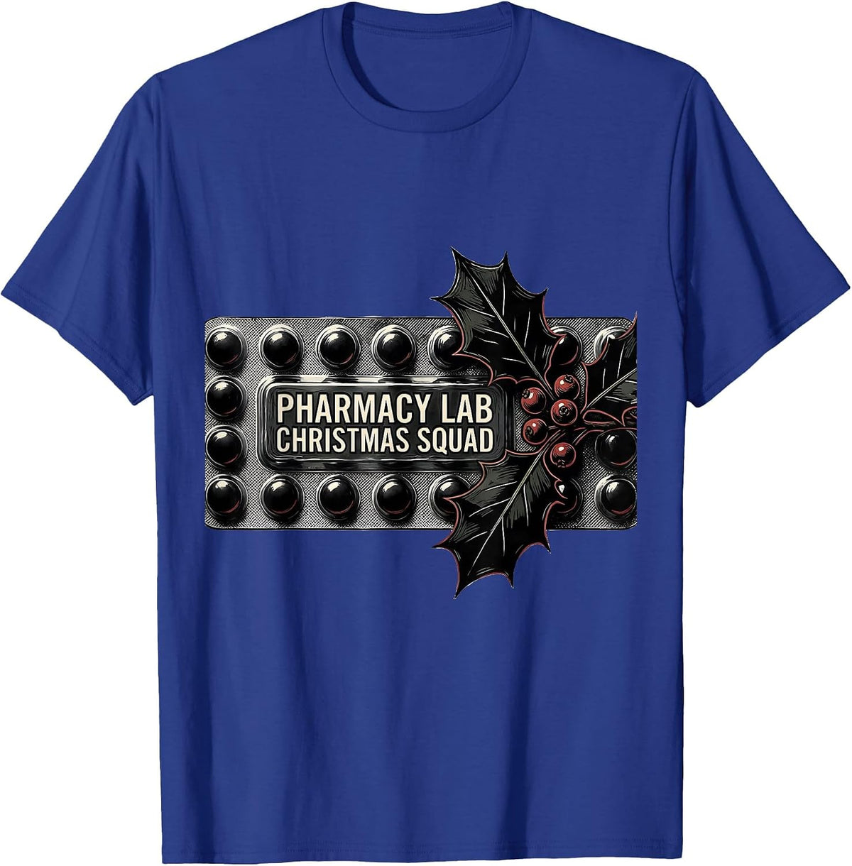Men's Pharmacy Lab Christmas Squad Funny Pharmacy Tech Holiday T-Shirt - Royal Blue