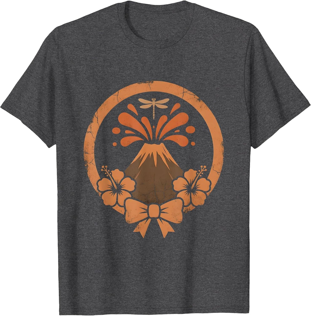 Hawaiian Volcano Erupting Fiery Sunset Graphic T-Shirt - Dark Heather Grey