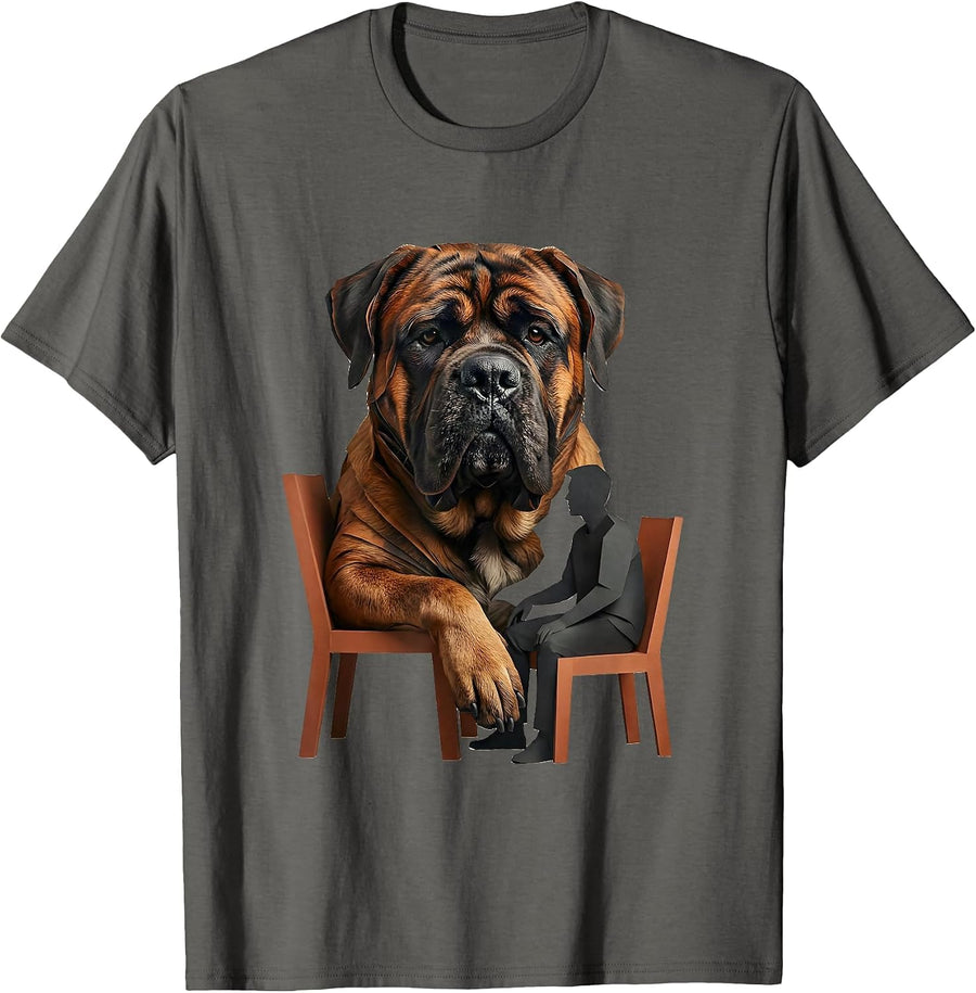 Cane Corso Paper Cutout Dog Owner Pride Illustration T-Shirt - Asphalt Grey