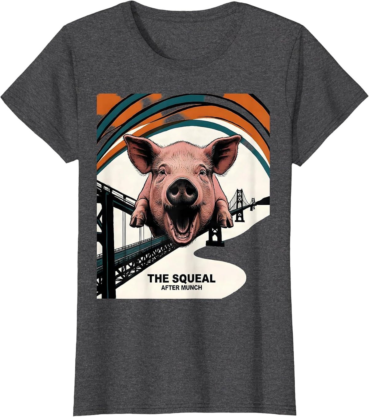 Women's The Squeal — After Munch Artistic Vintage Painting Parody T-Shirt - Dark Heather Grey