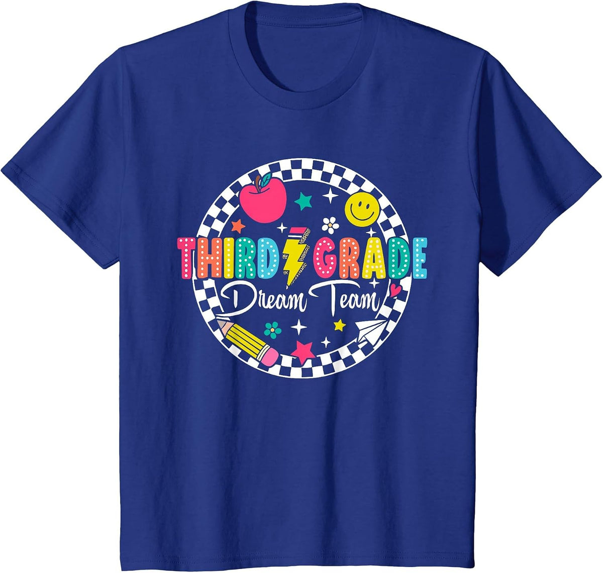 Third Grade Dream Team Back to School Tour Teacher (ON Back) T-Shirt - Royal Blue