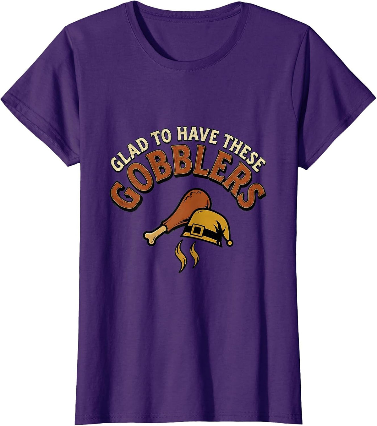 Women's Glad To Have These Gobblers Vintage Funny Thanksgiving T-Shirt - Purple