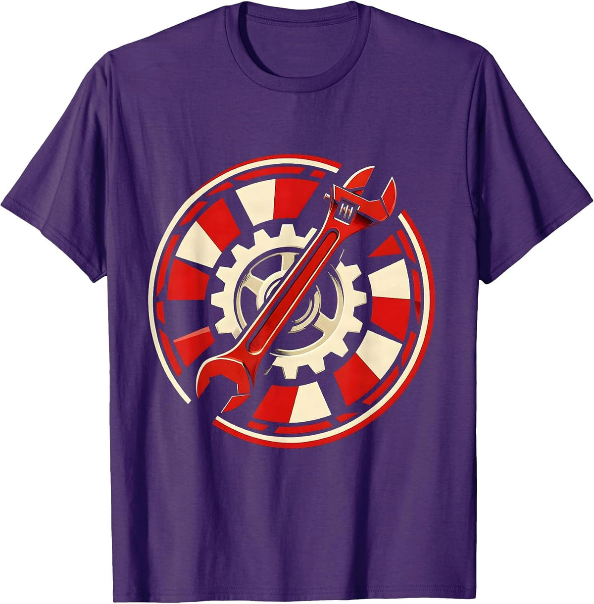 Men's Valley Forge Automotive Wrench and Gear Illustration T-Shirt - Purple